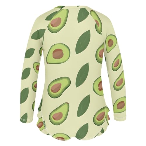 ALAZA Toddler Swimsuit Girl Bathing Suit Swimwear Rash Guard Avocado Light Green Long Sleeve 3T3