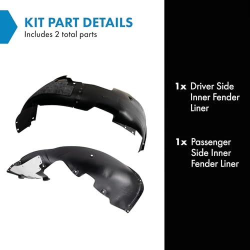 Image of TRQ Inner Fender Liner Set Compatible with 2017-2018 Hyundai Elantra HY1248159 HY1249161