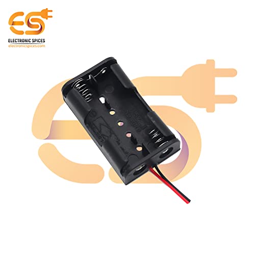 Image of Electronic Spices AA 2 Cell Battery Holder Hard Plastic Case With Wire Pack of 1 (1.5v X 2 Cells = 3volt)