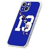 CARLOCA Compatible with iPhone 13 Case,Clear with 13 Odell Catch Football Design Shockproof Silicone Bumpers Four Corner Protection for iPhone 13