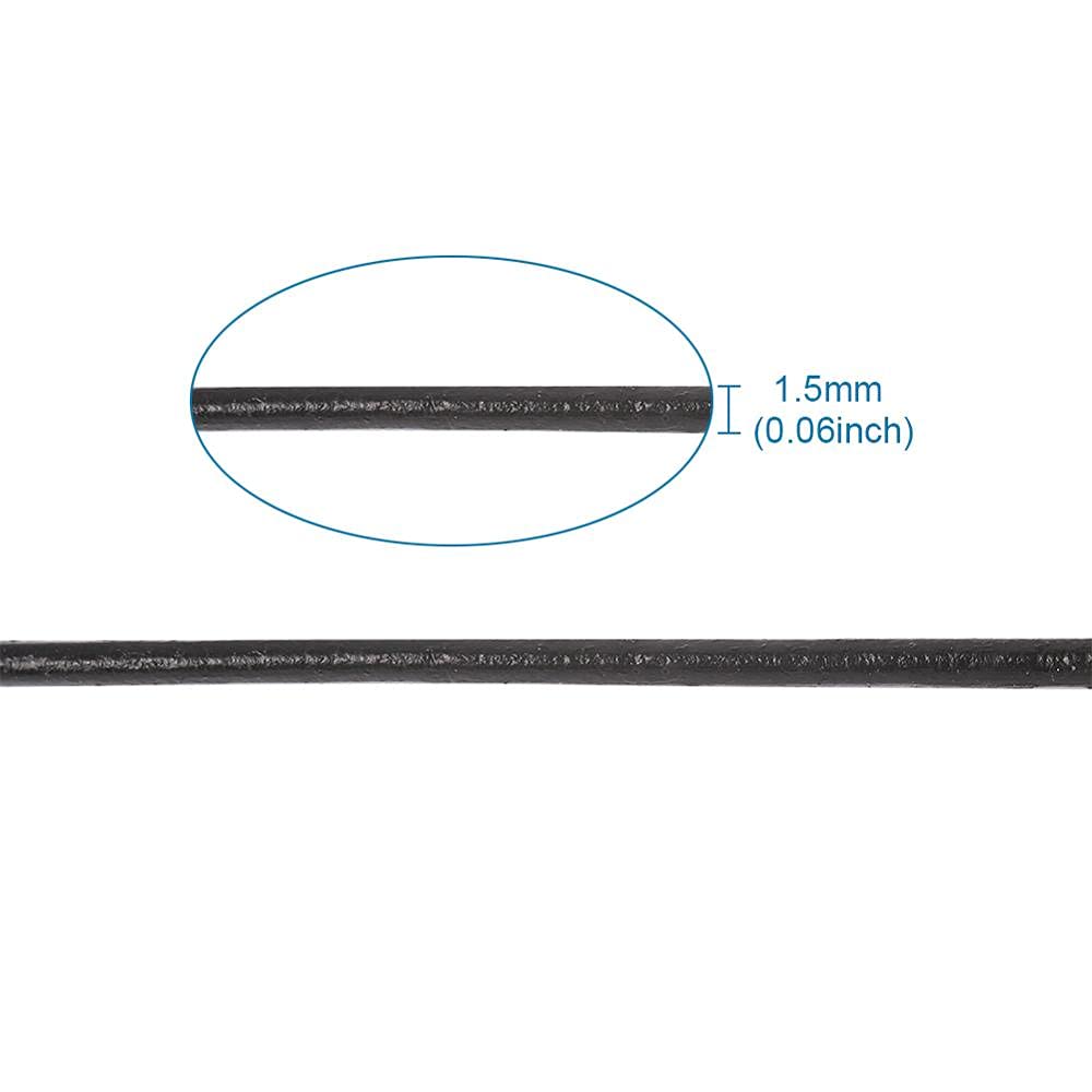 Cordón de cuero vacuno de 100 m, 1/1,5/2 mm, cuerda de joyería de cuero, cuerda de joyería, bricolaje, collares, pulseras, redondo, negro