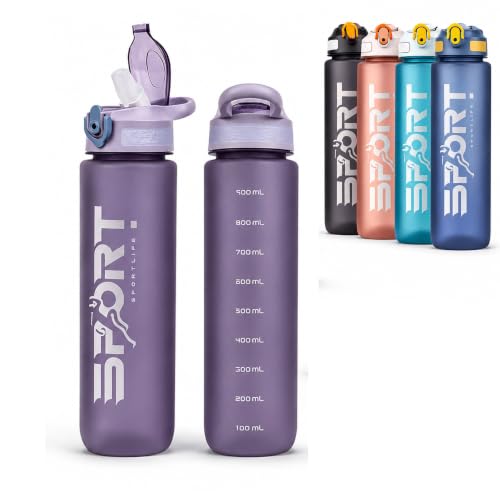 Image of Koochie-Koo Plastic Leak Proof Sports Bottle for Gym, Office, Water Bottle for Kids and Adults, 1000 ml, 6+Years (Pack of 1, Assorted)