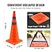 VEVOR Safety Cones, 4 Pack 28 inch Collapsible Traffic Cones, Construction Cones with Reflective Collars, Wide Base and A Storage Bag, for Traffic Control, Driving Training, Parking Lots