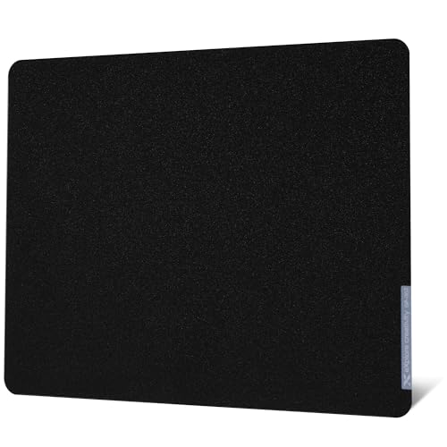 XVX Glass Mousepad Gaming, Black Hard Mouse Pads for Esports, Large Mouse Mat 16.2" x 12.2", Tempered Glass Mouse Pad Smooth Micro-Etched Surface with Improved Precision and Speed