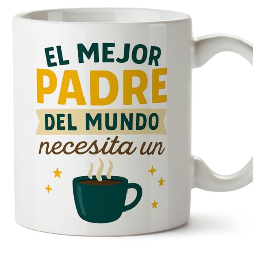 MUGFFINS taza papa con frase El mejor padre del mundo necesita un café en Español 330 Ml/11 oz | regalo padre cumpleaños | navidad | Papá y mamá v1.3MA MUGFFINS taza papa con frase El mejor padre del mundo necesita un café en Español 330 Ml/11 oz | regalo padre cumpleaños | navidad | Papá y mamá v1.3MA