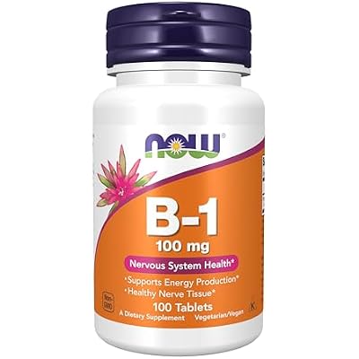 NOW Foods Supplements، فيتامين ب-1 100 ملغ، إنتاج الطاقة*، صحة الجهاز العصبي*، 100 قرص