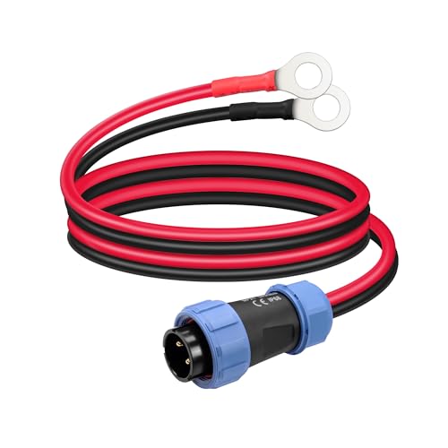 GINTOOYUN 2-Pin Luftfahrt Stecker zum O-Klemmenkabel 10AWG SP21 IP68 wasserdichter Luftfahrtstecker zum O-Klemmenkabel für tragbare Ladestationen,Batterien,etc(39 Zoll)(Stil 2)