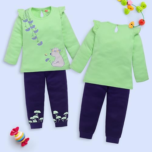 Image of LuvLap Baby Girls 100% Cotton Full Sleeve Top & Pyjama Sets, Pack Of 02