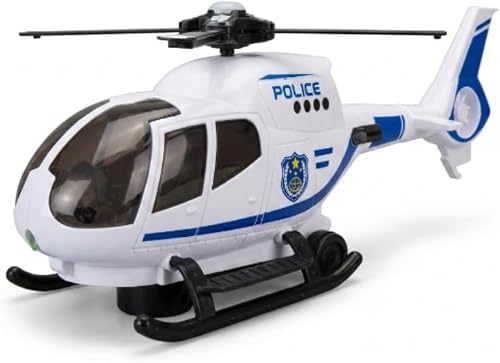 Special Police Helicopter Toy with 3D Spinning Rotor & LED Light Effects Gift for Boys & Girls Ages 3+ White