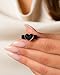Rinfit Silicone Ring for Her - Stainless Steel Heart - Rubber Wedding Bands for Women - Black/RoseGold, Size 8