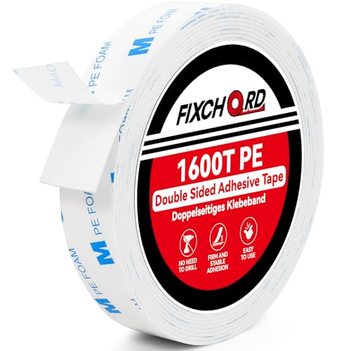 FIXCHORD 1600T PE Nastro Biadesivo Extra Forte, Nastro di Montaggio, Impermeabile, Nastro Adesivo per oggetti, Fissaggio Oggetti, Quadri, DIY, Decorazioni 3 m* 20mm