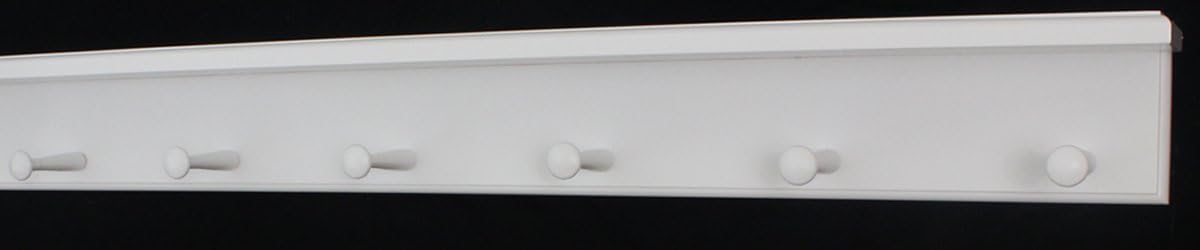 White Shaker Peg Rack with Shelf (35" X 4" Shelf & 6 Pegs)