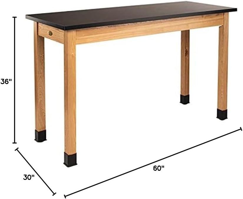 National Public Seating NPS 30x60 Modern Ash Wood Science Lab Table with Chem-Res Top in Black