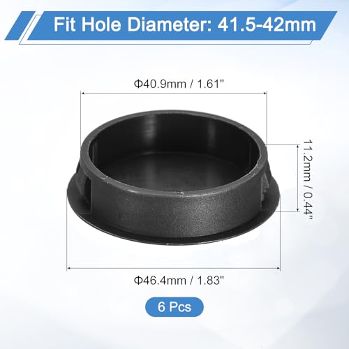 Image of uxcell 6Pcs 42mm(1-5 /8 inch) Nylon Hole Plugs, Flush Type Panel Round Snap in Fastener Knockout Locking Plugs for Furniture Insert End Caps Panels, Black