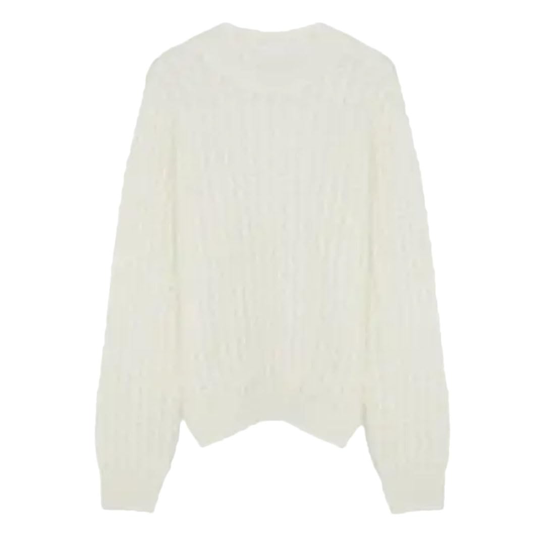 Jersey De Invierno para Mujer, Suéter con Cuello Redondo, Jersey De Punto De Lana De Manga Larga, Tops Sueltos