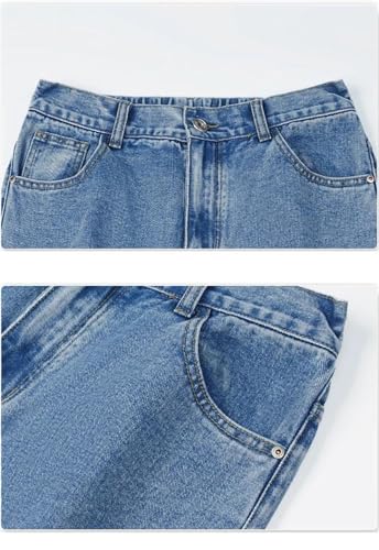 Men's Straight Jeans Korean Elastic Banded Wide Leg Denim Pants Baggy Trousers2