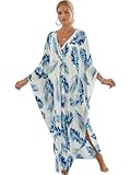 Picture of Moss Rose Caftan Coverup Dresses for Women V Neck Summer Swimsuit Kaftan Plus Size Maxi Beach Vacation Clothes