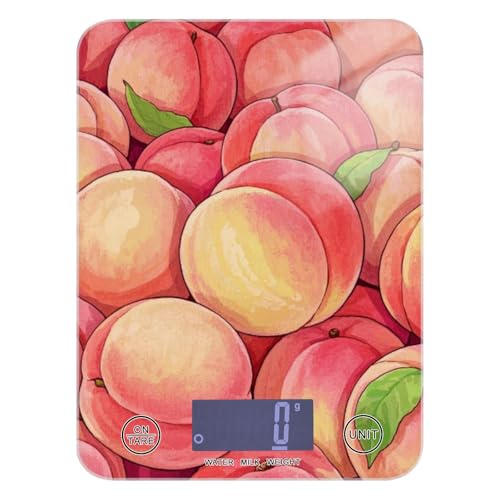 Carino Cartoon Frutta Pesca Cibo Rosa Pesatura Bilancia Cibo Piccola 12 Oz, 5kg/5g Forniture Da Cucina Bilancia con 4 Unità per (Utente) (Utente) (Utente) Peso Digital para comida