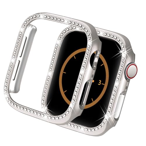 Yolovie Compatibile con Apple Watch Case 40 mm SE3 SE2 SE Series 6/5/4 Bling Crystal Diamond Rhinestone Bumper Cover per donne, telaio protettivo rigido in PC per iWatch 40 mm Starlight