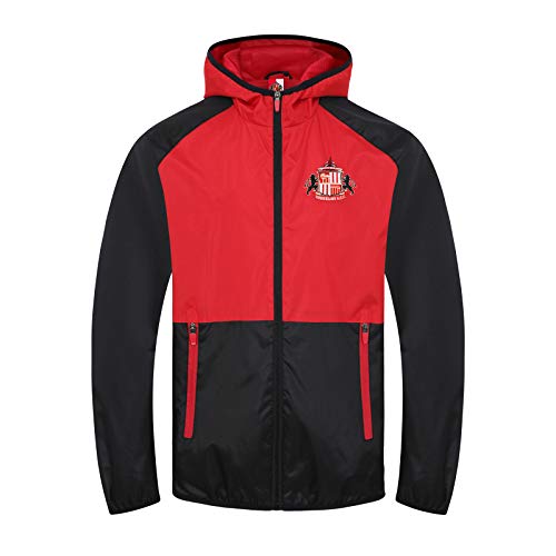 Sunderland AFC Official Gift Mens Shower Jacket Windbreaker Black Red XL
