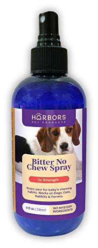 Harbor's Bitter No Chew Spray | 3 X Strength Chewing Deterrent Spray | Anti Chew Behavior Training Aid | Stops Destructive Chewing and Licking of Shoes, Bandages, Paws, Fur & Furniture | Made in USA