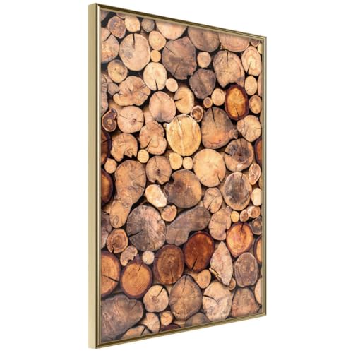 Affiche Murale Encadrée Log Pile 30x42 cm Or | Cadre Photo Moderne