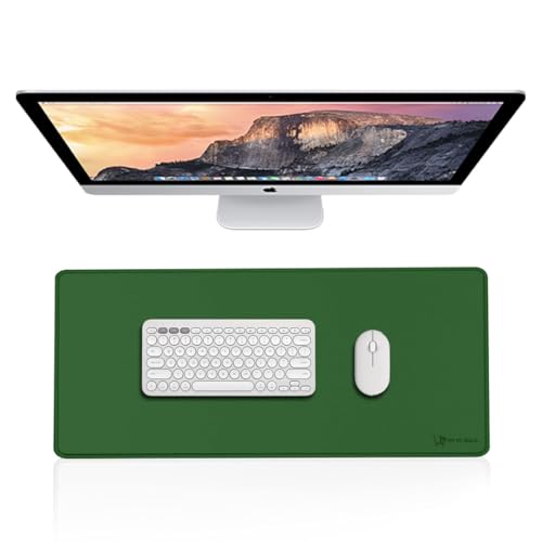 Image of Desk Mat 60x30 cm (11 x 23 inch) Dark Green | Large Mouse Pad for Office Computer Laptop Keyboard | Waterproof Anti-Slip Rubber Base Desk Mat