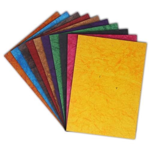 Image of A4 Size Acrylic Multicoloured Handmade Paper Sheets For Decoration, Art & Craft, Project Work, & More (Pack Of 50 Sheets)