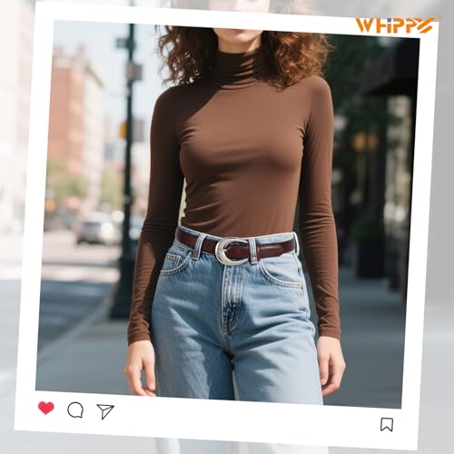 WHIPPY Women Leather Skinny Belt for Jeans Pants Dresses Fashion Ladies Waist Belt with Gold Silver Buckle2