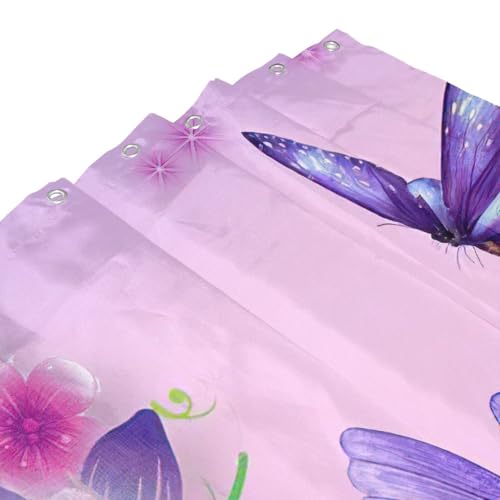 Rideau de douche rose en polyester imperméable 12 œillets 183x183cm - 6