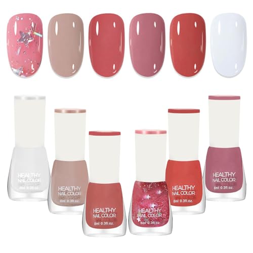 Traje De Esmalte De Uñas Verano 6 Colores Esmalte De Uñas Sin Lámpara Uv Base De Agua De Secado Rápido Y Larga Duración E-smalte De U-ñas Con Purpurina A Base De Aceite Para Manicura En Casa