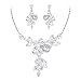 EVER FAITH Bridal Silver-Tone Teardrop Flower Bow Clear Rhinestone Crystal Necklace Earrings Set