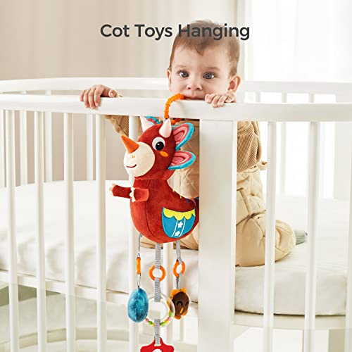 Image of TUMAMA Dinosaur Plush Toy with Wind Chime, Car Seat Stroller Stroller Crib Hanging Toys, Baby Toys for 0 3 6 9 12 Months
