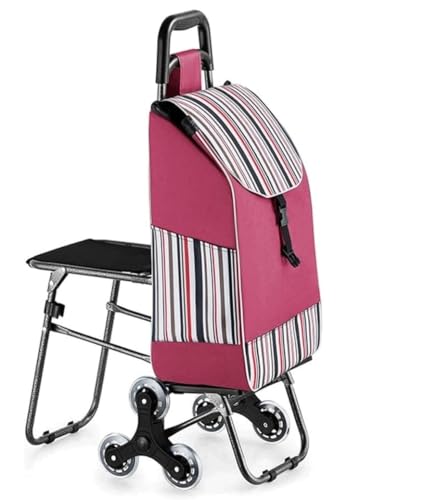 Chariot de courses pliable avec siège monte-escalier et chariot portable avec roulettes légères