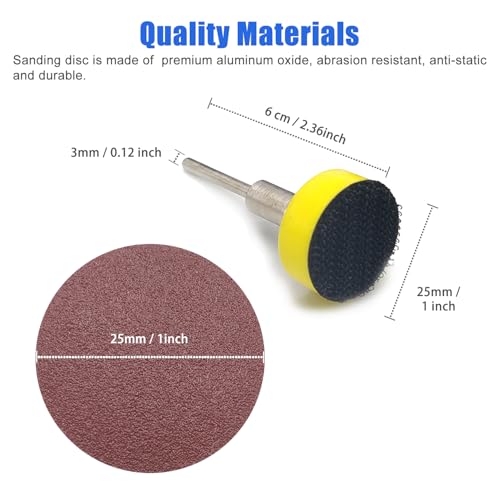 120Pcs 1 Inch/25mm Sanding Discs Pad Sander Disk Kit with 1/8” Shank Abrasive Polish Pad Plate,Hook and Loop Sand Paper for Dremel and Most Rotary Tool 100 180 240 400 1500 3000 Grit Paper - Image 2