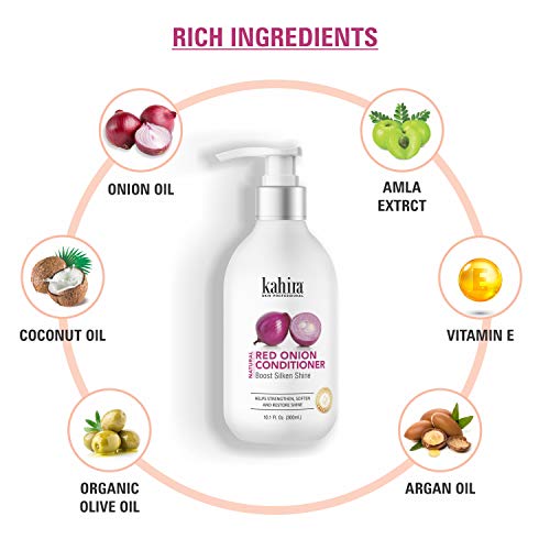 Image of Natural Red Onion Conditioner | Boosts Silken Shine | Strengthens, Softens & Restores Shine | Dermatologically Tested | 300ml (10.1 Fl. Oz.)