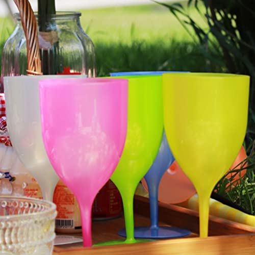 Colorful Plastic Party Goblets Cups: 6Pcs 380Ml Unbreakable Acrylic Wine Glasses Stackable Water Tumbler Easter Cocktail Cup For Home Wedding #TOP5