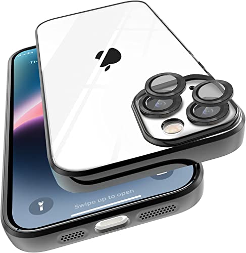 Image of Enflamo Acrylic Hard Clear Back Cover Case For Iphone 14 | With Camera Lense Protection (Black)