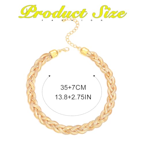 JEAIRTS Punk Herringbone Choker Necklace Glod Braided Snake Chain Necklaces Dainty Flat Snake Necklace Jewelry for Women4