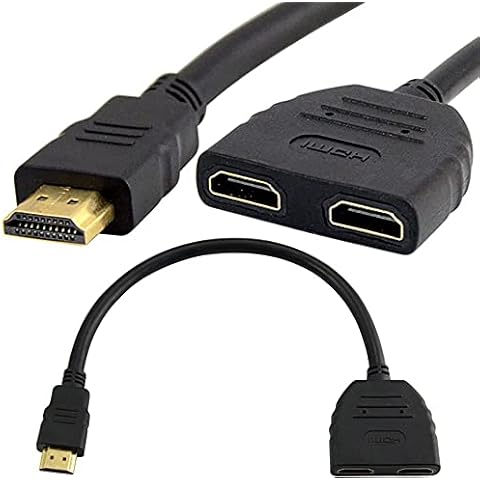 HDMI Male to Dual HDMI Female 1 to 2 Way HDMI Splitter Adapter Cable for HDTV, Support Two TVs at The Same Time, Signal One in, Two Out Cover