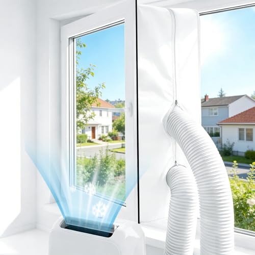 Image of Portable Air Conditioner Window Seal with Non-Slip Two-Way Zippers for Mobile Air Con Units & Tumble Dryers – 400cm Universal Air Conditioner Window Seal with Waterproof PU Coating (300cm x 30cm)