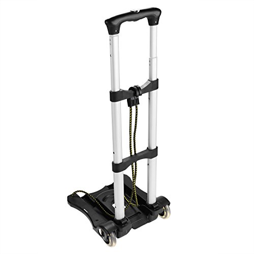 Kemanner Lightweight Folding Hand Truck Portable Luggage Cart With Wheels & Bungee Cord For Personal, Moving, Travel And Shopping Use - Support 80Lbs Capacity (Black) #TOP1