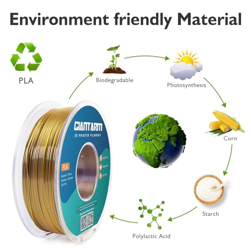 Image of GIANTARM Dual Color PLA Filament, Silk PLA Filament 1.75mm + /-0.02mm,1KG Spool(2.2lbs) Vacuum Packaging, 3D Printing Filaments Fit Most FDM Printer