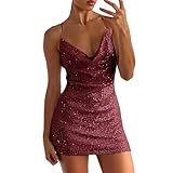 Las mujeres sólido temperamento lentejuelas tirantes vestido sin espalda hueco cadera cubierta falda, RD2., XXL