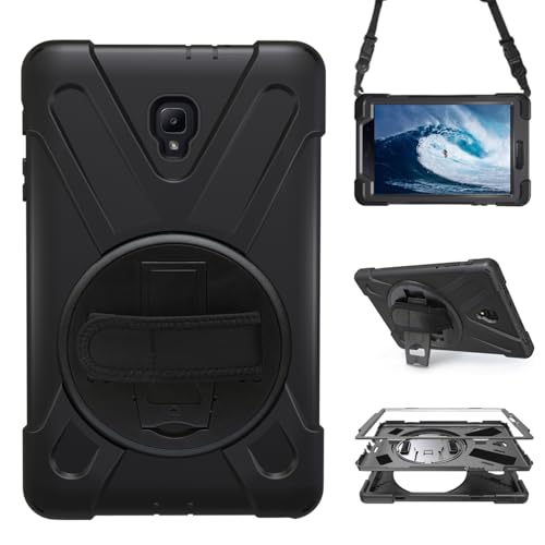 Case for Samsung Galaxy Tab A 8.0 2017 (SM-T380/T385),Portable Heavy Duty Dropproof Protective Cover Case with 360 Rotating Stand,Handle & Shoulder Strap,Stylus Pen (New Black)