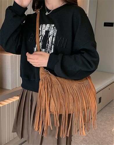 Fringe Hobo Bags Suede Women Vintage Purses Tassel Crossbody Shoulder Handbag Hippie Western Cowgirl Tote Bag3