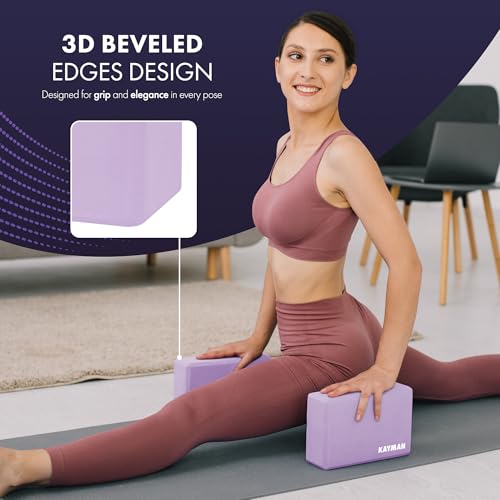Kayman Yoga Block 2-Pack - Durable EVA Foam Blocks with Non-Slip Surface - Lightweight, Portable, and Ideal for Improving Flexibility, Balance & Alignment - Image 6