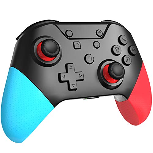 Catmart Wireless Controller für Switch, Controller für Switch/Switch Lite,Wireless Gamepad Joystick für Switch mit Dual Shock Vibration , Turbo Funktion und Six-axis Gyro(Rot/Blu) Cover