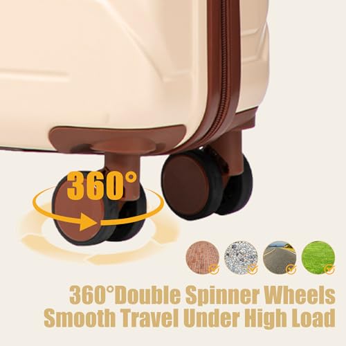 Image of 20 Inch ABS Hard Shell Travel Checked Luggage With Combination Lock, Beige