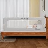 UWRVH Bed Rail for Toddlers 75in Folding Bed Rail,T-Shaped No-Drill Base with Safety Lock,Soft 3D Fabric,Baby Bed Rail Guard for Twin,Full,Queen,King Beds,Toddler Bed Rail Guard(Gray, 75' Lx 28' H)